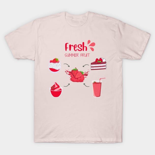 Strawberry Fresh Summer T-Shirt by SalxSal